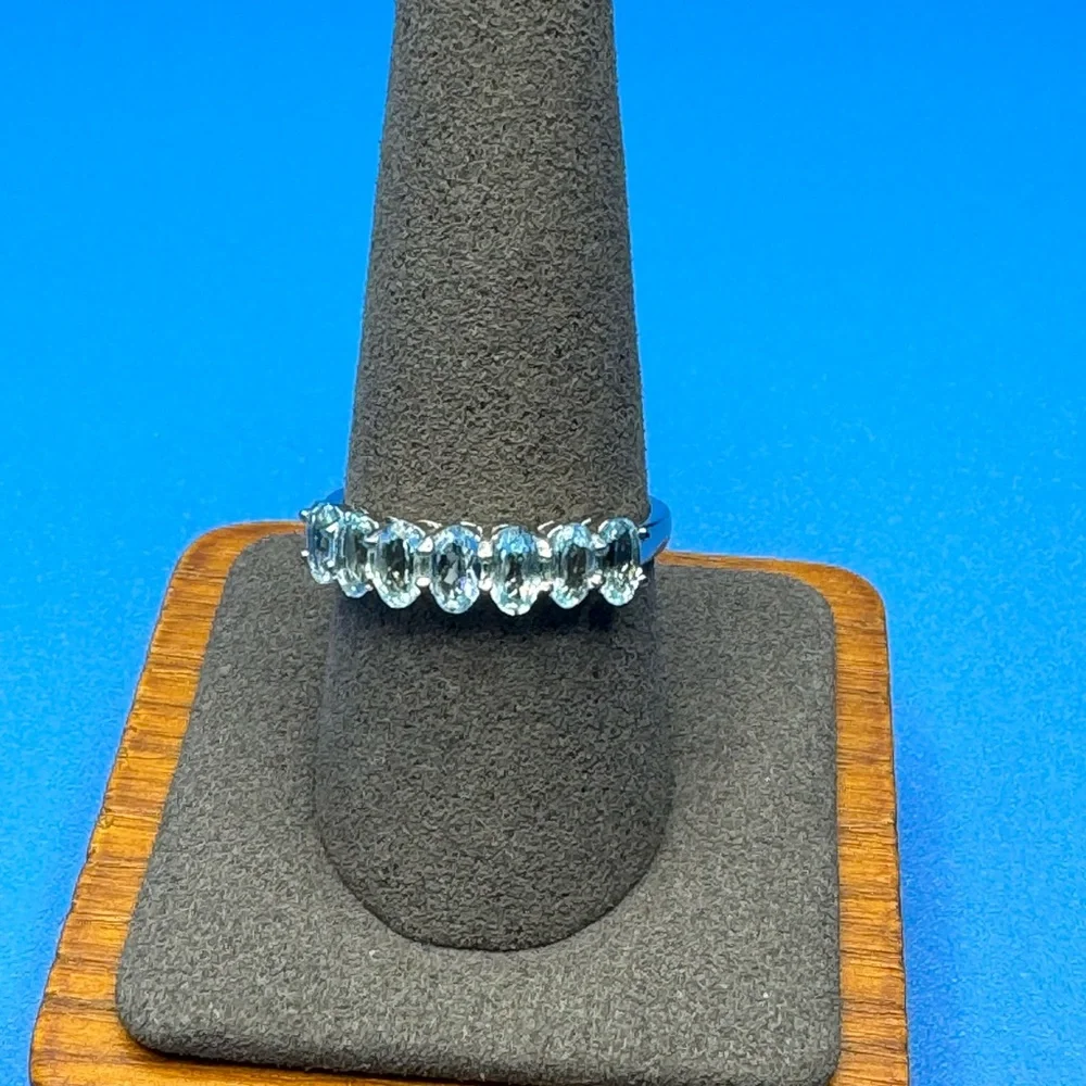 Sterling Silver 925 Light Blue Stone Ring - Picture 3 of 3